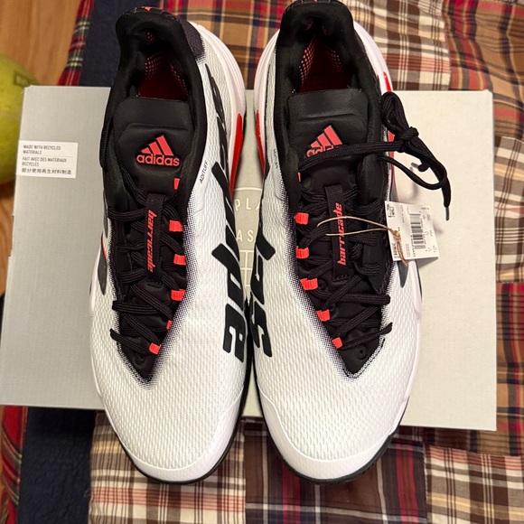Adidas Men’s Barricade M Tennis Shoes Sneakers White Orange Black Athletic 11.5 - Picture 3 of 7